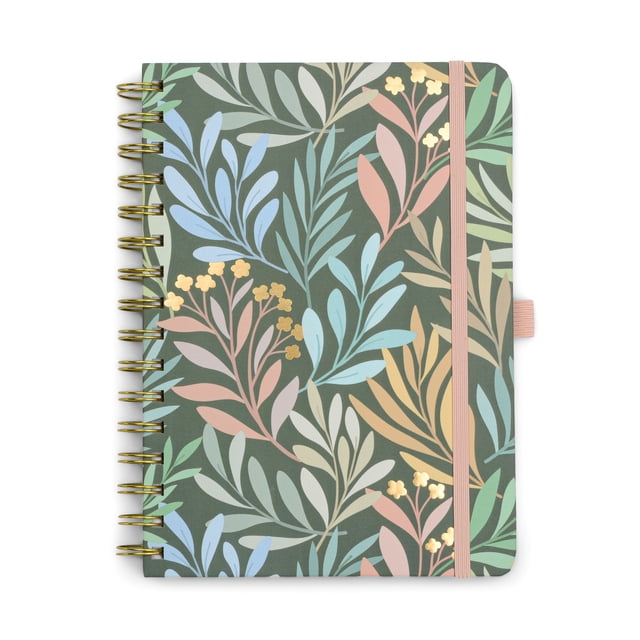Think Ink Journal à couverture rigide à double spirale - Green Grow with the Flow, 6" x 8,25", 192 pages lignées