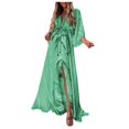 thumbnail image 2 of Women Maxi Dress Long Holiday Boho Paisley Print Slit Striped Ladies Summer, 2 of 6