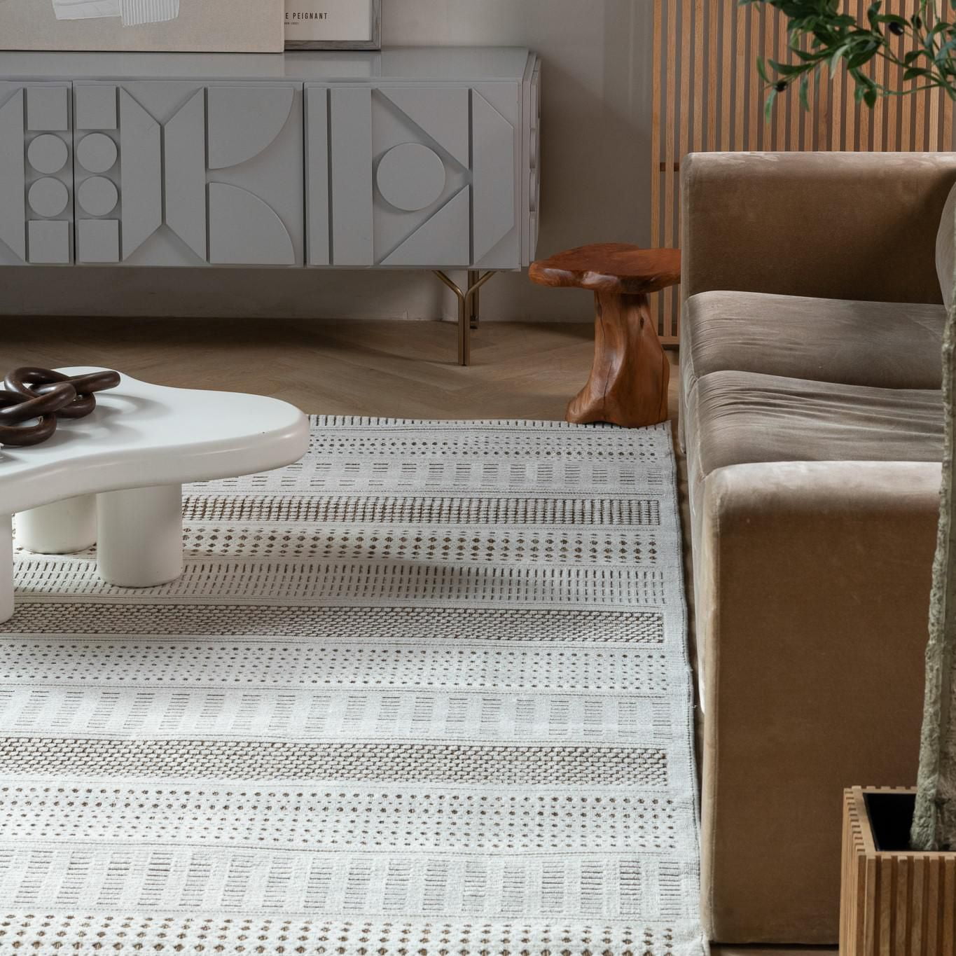 Rug Branch Maise Abstract Indoor Outdoor Area Rug, Beige Brown, Modern - Entryway, Hallway, Bathroom, and Kitchen