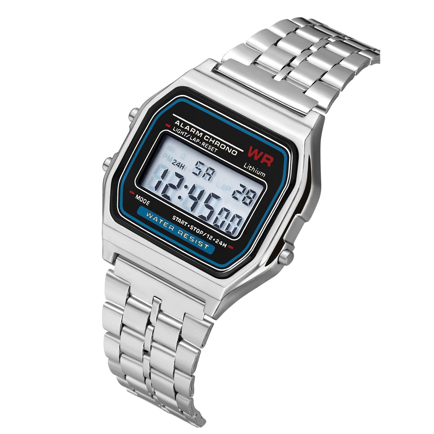 LED Wrist Watch Steel Strap Digital Quartz Wrist Watch for Man Woman