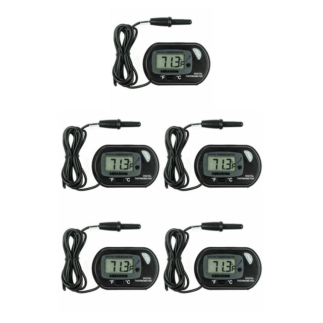QualitChoice LCD Digital Aquarium with Suction Cup Detachable Plastic High Accuracy Water Temperarure Meter Household 1 Pc 5Set