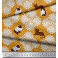 thumbnail image 3 of Soimoi Polyester Crepe Fabric Floral & Cat Animal Printed Craft Fabric by The Yard 42 Inch Wide, 3 of 3