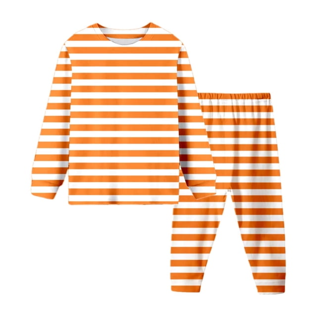 WEIYLL Pyjamas pour Enfants Filles Col Rond Manches Longues Rayé Pantalon Long Tissu Doux Confortable Vêtements pour Bébé 2 Pcs