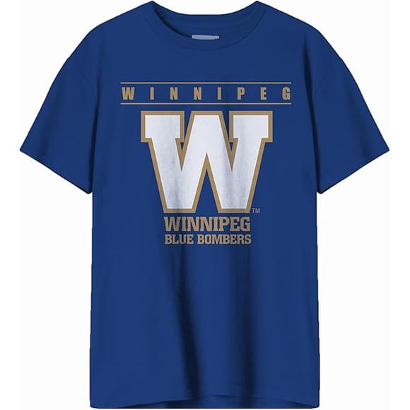 CFL Winnipeg Blue Bombers T-Shirt Logo Incliné Marine (Moyen, Marine)