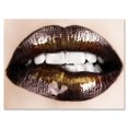 thumbnail image 2 of Designart Black Gold Lips Biting Canvas Wall Art, 2 of 4