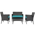 thumbnail image 1 of Patiojoy 4-Piece Rattan Patio Conversation Set Cushioned Sofa with Coffee Table Turquoise, 1 of 6