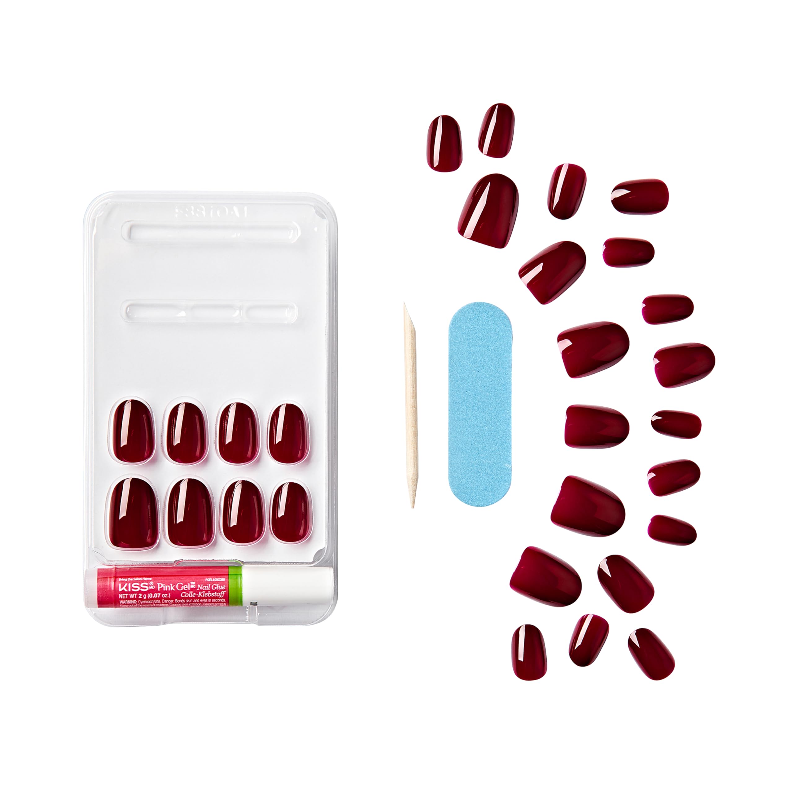 KISS Gel Fantasy Nails - One Call, Red, Oval, Short