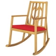 thumbnail image 1 of Costway Patio Rocking Chair Acacia Wood Armrest Cushioned Sofa Garden Deck Red, 1 of 9