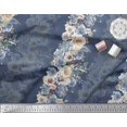thumbnail image 2 of Soimoi Voile de Coton Bleu Tissu Imprimé Floral Grandiflora Roses au Mètre 42 Pouces de Large, 2 of 5