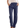 thumbnail image 1 of VEKDONE Womens Linen Long Pants Navy XXL, 1 of 4