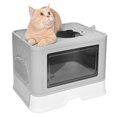 thumbnail image 1 of Foldable Cat Litter Box with Scoop, Enclosed Cat Pan Front Door In and Top Out Cat Toilet, 1 of 6