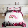 thumbnail image 2 of Erosebridal Ensemble de Couette Simple à Initiale de Lettre, Couette en Duvet Personnalisée Monogrammée, Déco Florale, Réversible, Légère, 2 Pcs, 2 of 8