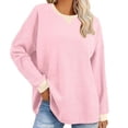 thumbnail image 1 of MeetoTime Sweat-Shirt Col Rond pour Femmes 2024 Tendance Texturé Pull Manches Longues Surdimensionné, 1 of 6