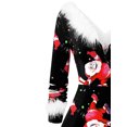 thumbnail image 4 of FOCUSNORM Robe de Noël Juniors pour Femmes Manches Longues en Peluche Col en V Dessin Animé Fête Midi, 4 of 8