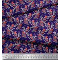 thumbnail image 3 of Soimoi Blue Poly Georgette Fabric Branches & American Robin Bird Decor Fabric Printed BTY 42 Inch Wide, 3 of 3