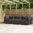 thumbnail image 1 of vidaXL 3-Seater Sofa with Cushions Grey Poly Rattan, 1 of 4
