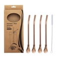 thumbnail image 2 of Stainless Steel Straw Spoon Coffee Beverage Stirring Spoon Milk Tea Filtering Straw Spoon With A Straw Brush, 2 of 6