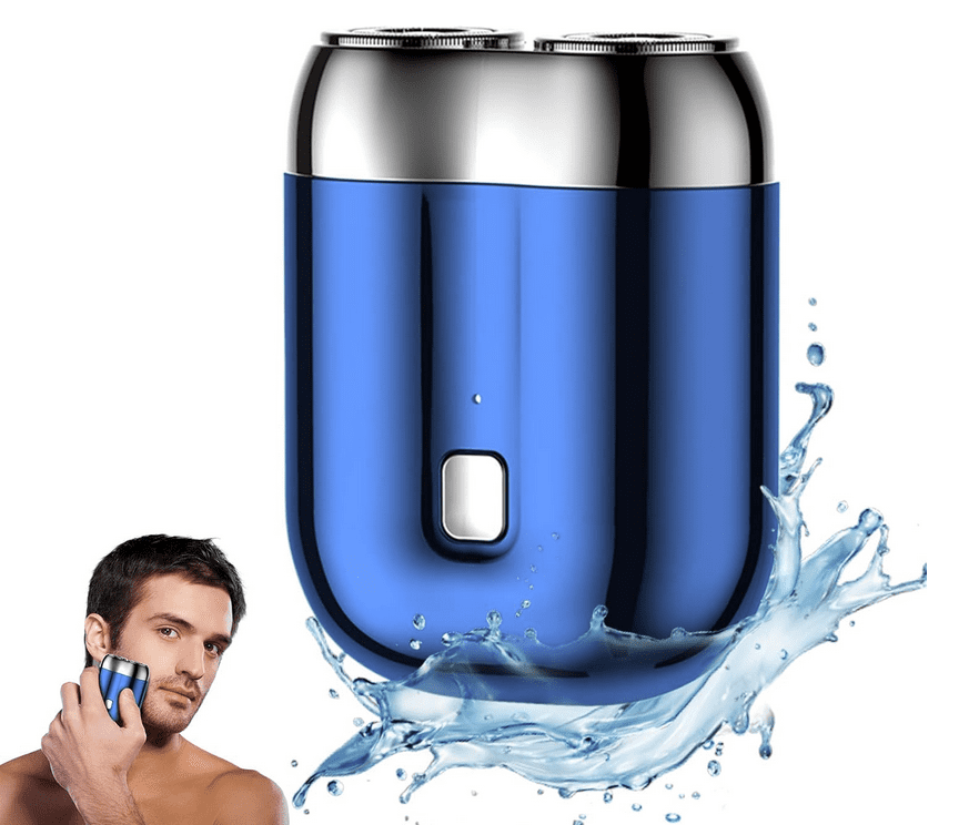 2025 Portable Mini Shaver Electric, IPX7 Waterproof Multifunctional Mini Dry Shaver Men's Electric,  Deep Cleaning Shaver Men (Blue)