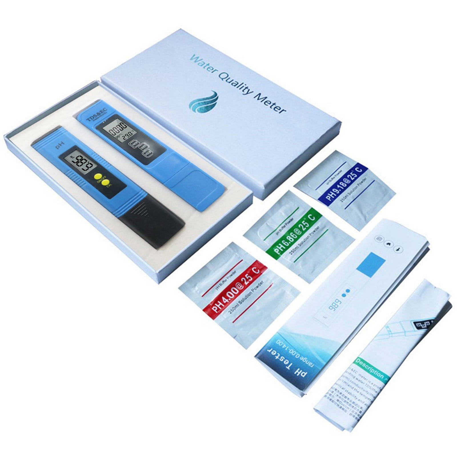 Compteur de PH Numérique pour Test d'Eau – Testeur de PH à Stylet avec ATC, Précision de PH ±0,02, Plage de PH de 0,00 à 14,00, Étui de Transport en Cuir Inclus