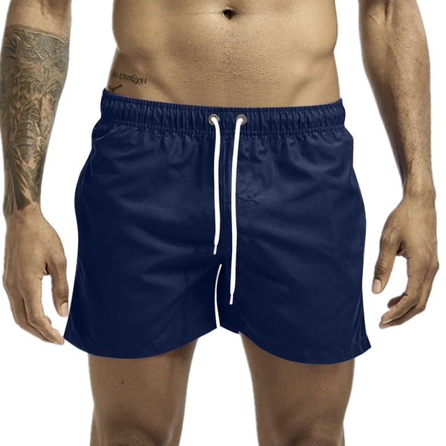Plebaso Men's Beach Shorts Lightweight Casual Shorts Solid Color Drawstring Summer Shorts with Pockets