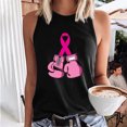 thumbnail image 1 of TIMIFIS Breast Cancer Ribbon Women's Racerback Tank Casual Sleeveless Printed Ladies Round Neck Blouses Tops T-Shirt - Fall/Winter, 1 of 5