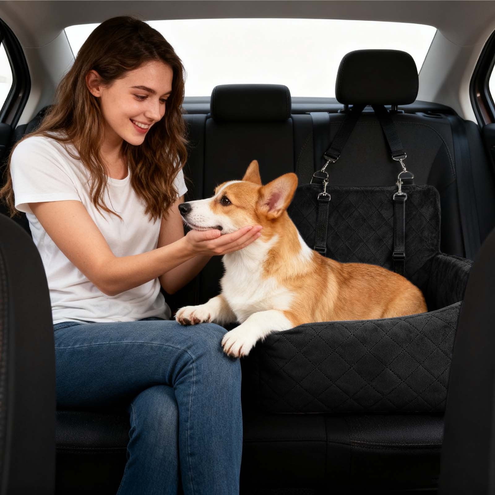 Seat Up To 35lbs with Convenient Storage Pocket and Detachable Washable Seat for Inside Car Travel