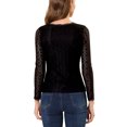 thumbnail image 3 of INSPIRE CHIC Blouse en Dentelle Transparente à Broderie Florale pour Femme à Col Rond à Manches Longues TP Noir, 3 of 7