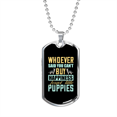 thumbnail image 1 of Little Puppies Happiness Necklace Stainless Steel or 18k Gold Dog Tag 24" Chain, 1 of 8