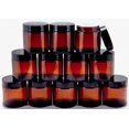 thumbnail image 1 of Vivaplex, 12, Ambre, 4 oz, Bocaux Ronds en Verre, avec Doublures Intérieures et Couvercles Noirs, 1 of 5