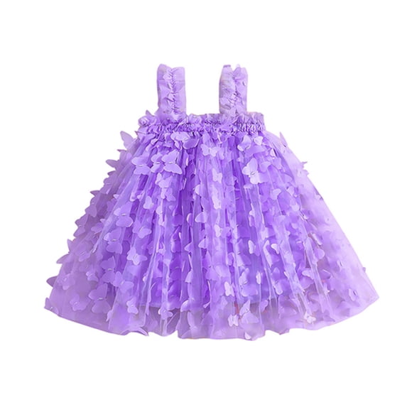 TJAZFJPA Baby Blue Dress Toddler Girls Sleeveless 3D Butterfly Tulle Princess Dress Dance Party Dresses Clothes Girl Dresses