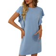 thumbnail image 2 of Ovzne Robes pour Femmes 2025 Robe de Plage Robe d'Été Unie Sans Manches Col Rond Robe d'Été Liquidation, 2 of 7