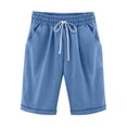 thumbnail image 2 of EGNMCR Womens Shorts Summer Plus Size Solid Five Points Large Size Cotton Linen Drawstring Shorts with Pockets Casual Pants, 2 of 6