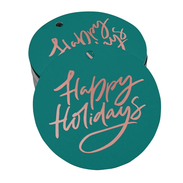 Inkdotpot Pack Of 100 Real Rose Gold Foil Paper Tags Happy Holiday Favor Hang Tags