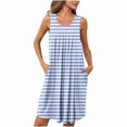 thumbnail image 2 of Pyjama pour Femmes Zeophrasy Femmes Imprimé avec Poches Chemises de Nuit Sans Manches Vêtements de Nuit devant Plissé Nuisette Col Rond Robe de Nuit Clearacne Moins de 5, 2 of 7