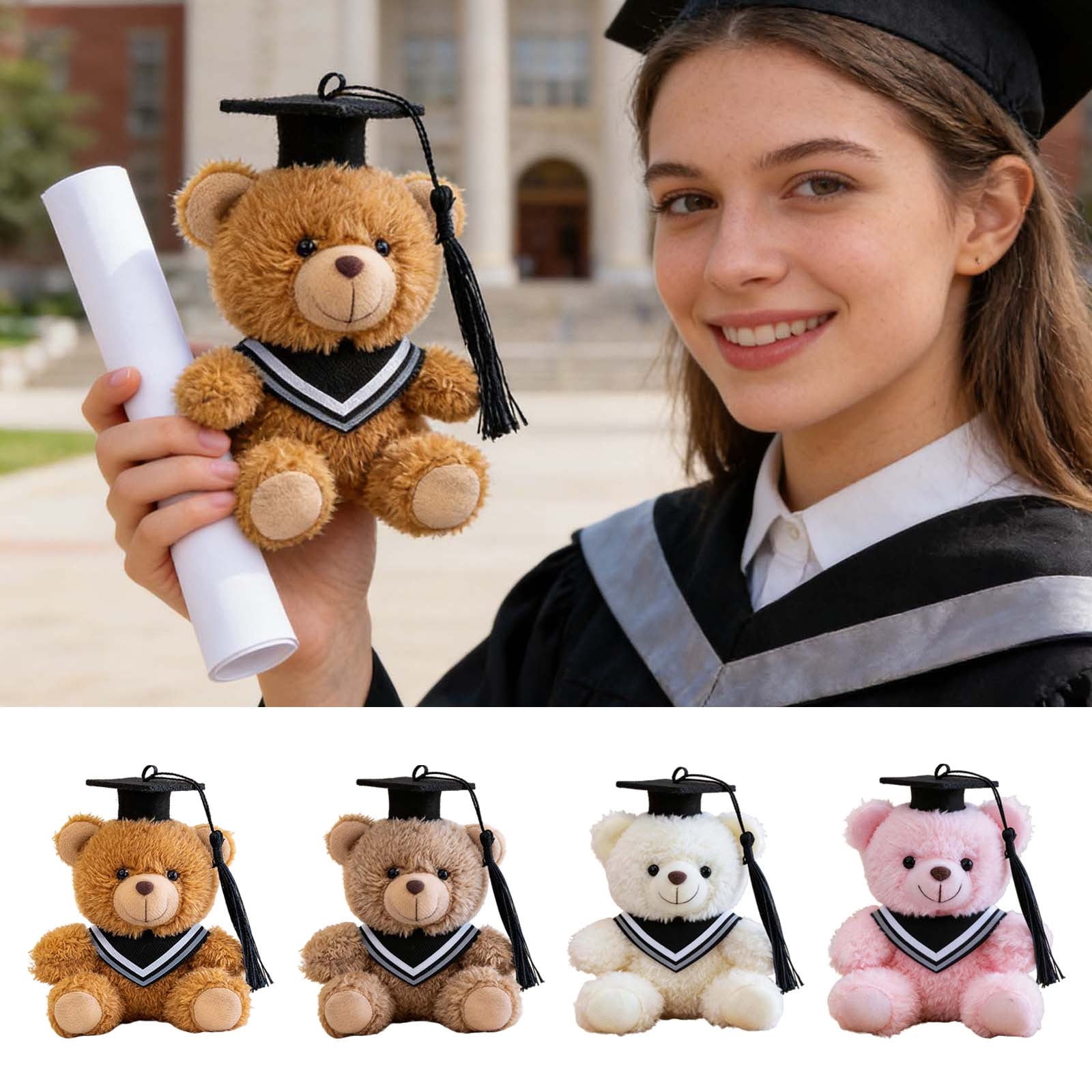 YYV Gifts Graduation Plush Bear Keepsake Soft Graduation Teddy Gift for College Student Ceremony Graduation Season Thoughtful Present for Classmate Girlfriend Graduation Party Favor