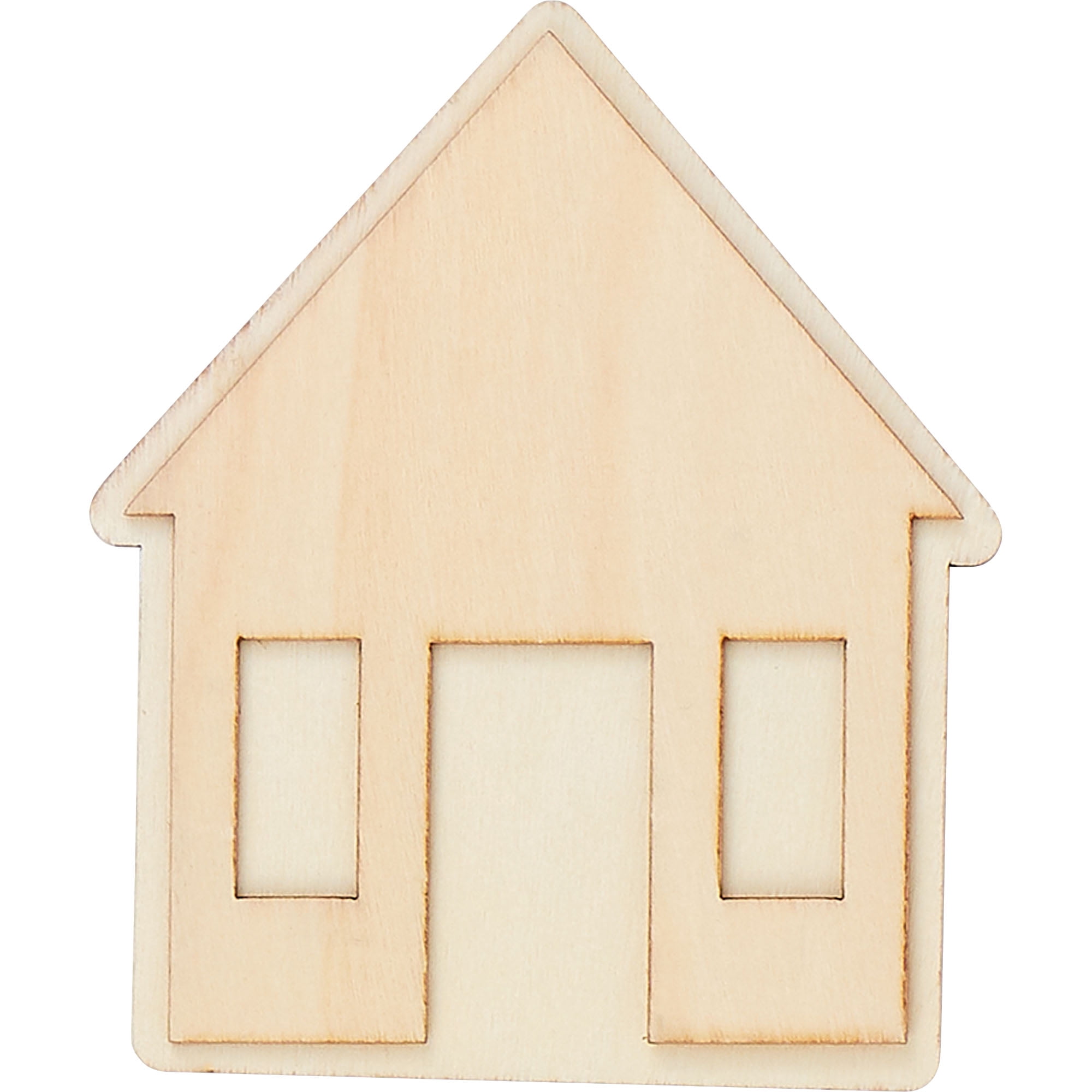 Plaid Wood Surfaces, 3D Unpainted Layered Shape, House, 3.5" x 4.12"