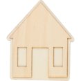 thumbnail image 1 of Plaid Wood Surfaces, 3D Unpainted Layered Shape, House, 3.5" x 4.12", 1 of 4