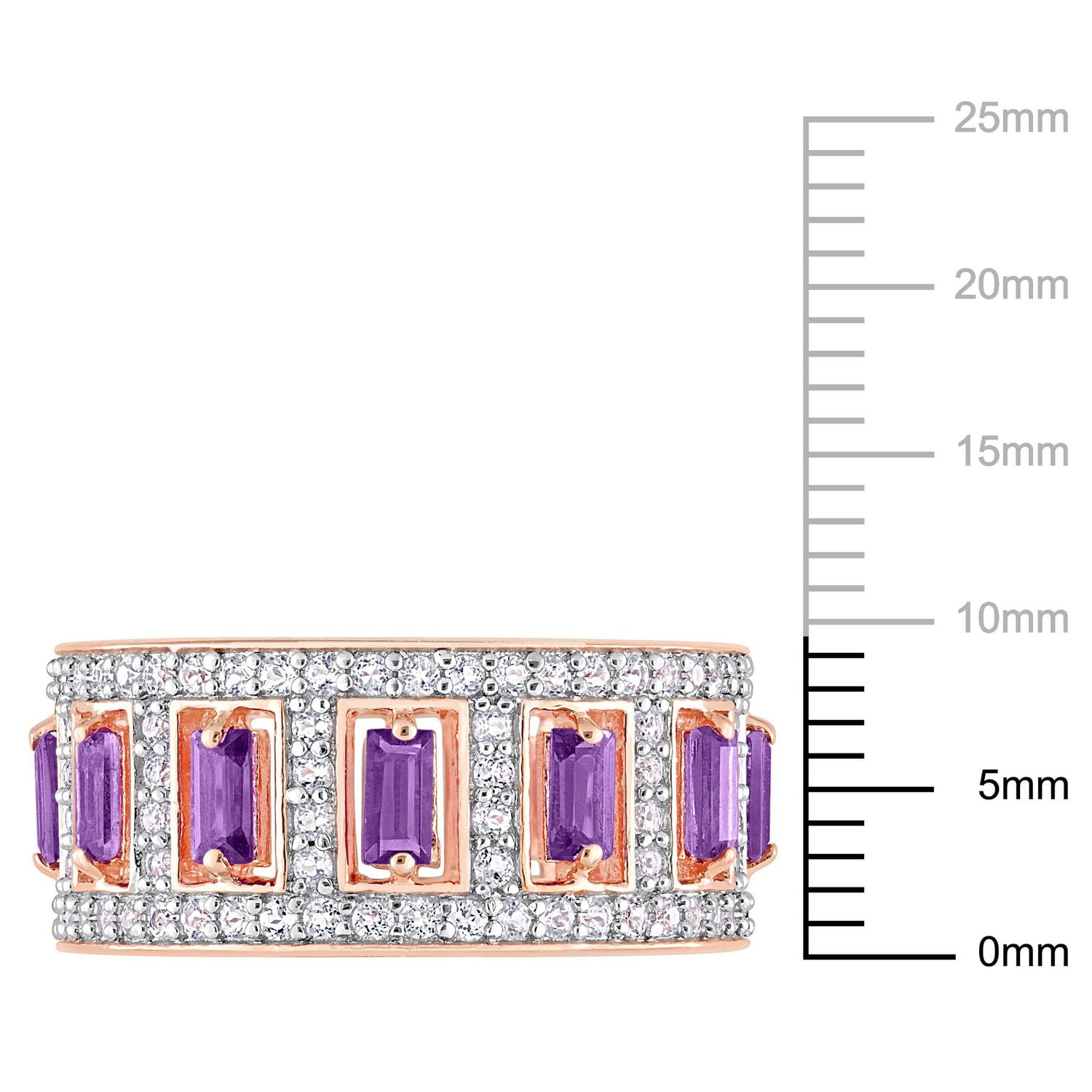 Miabella 2-4/5 Carat T.G.W. Amethyst and White Topaz Rose Rhodium Plated Sterling Silver Eternity Band