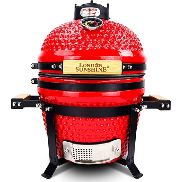London Sunshine Barbecue au Charbon en Céramique Kamado 13 Pouces Gril de Table Portable - Rouge