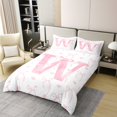 thumbnail image 2 of Erosebridal Housse de Couette Initiale W 100 % Coton Grand Lit, Literie Mignonne à Nœud Papillon Format Grand Lit, Déco de Princesse de Rêve, Réversible 3 Pcs (Sans Couette), 2 of 6