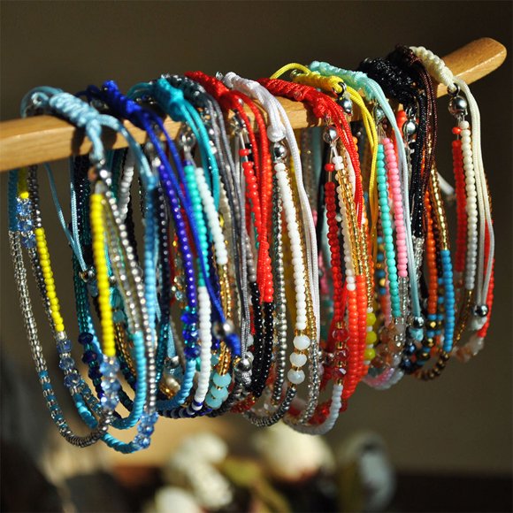 UPGRATOR 4Pcs Black Braided Rope Bracelet for Women with Long-Term Wear