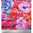 thumbnail image 1 of Soimoi Orange Cotton Poplin Fabric Leaves & Floral Print Sewing Fabric BTY 56 Inch Wide, 1 of 3