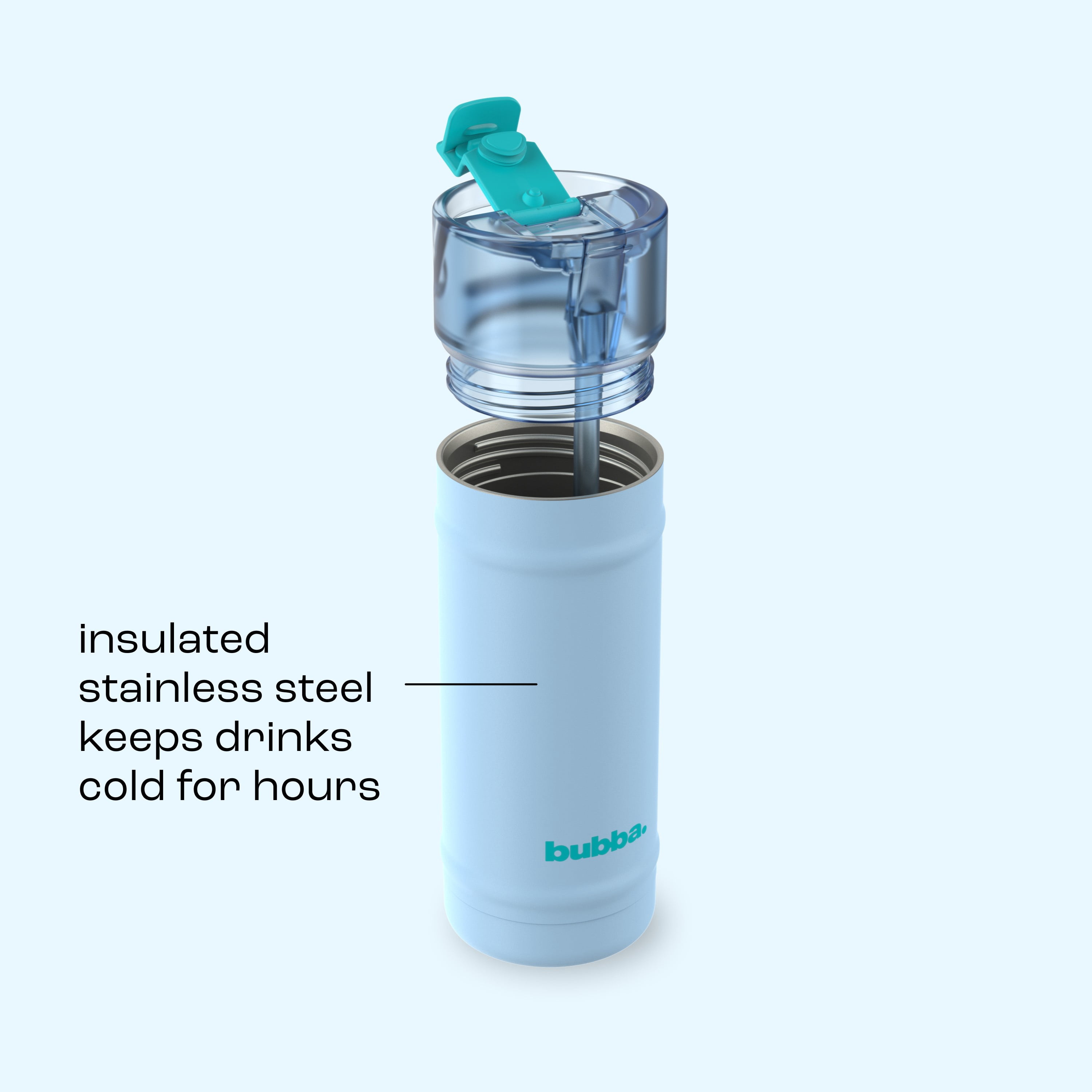 bubba Dualsip Water Bottle with Straw & 2-Way Lid, 18 oz (532 ml), Leakproof Stainless Steel Tumbler, Reusable, Dishwasher Safe, Lead & BPA-Free