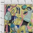 thumbnail image 2 of oneOone Silk Tabby Yellow Fabric Abstract Comic Face Sewing Material Print Fabric By The Yard 42 Inch Wide, 2 of 5
