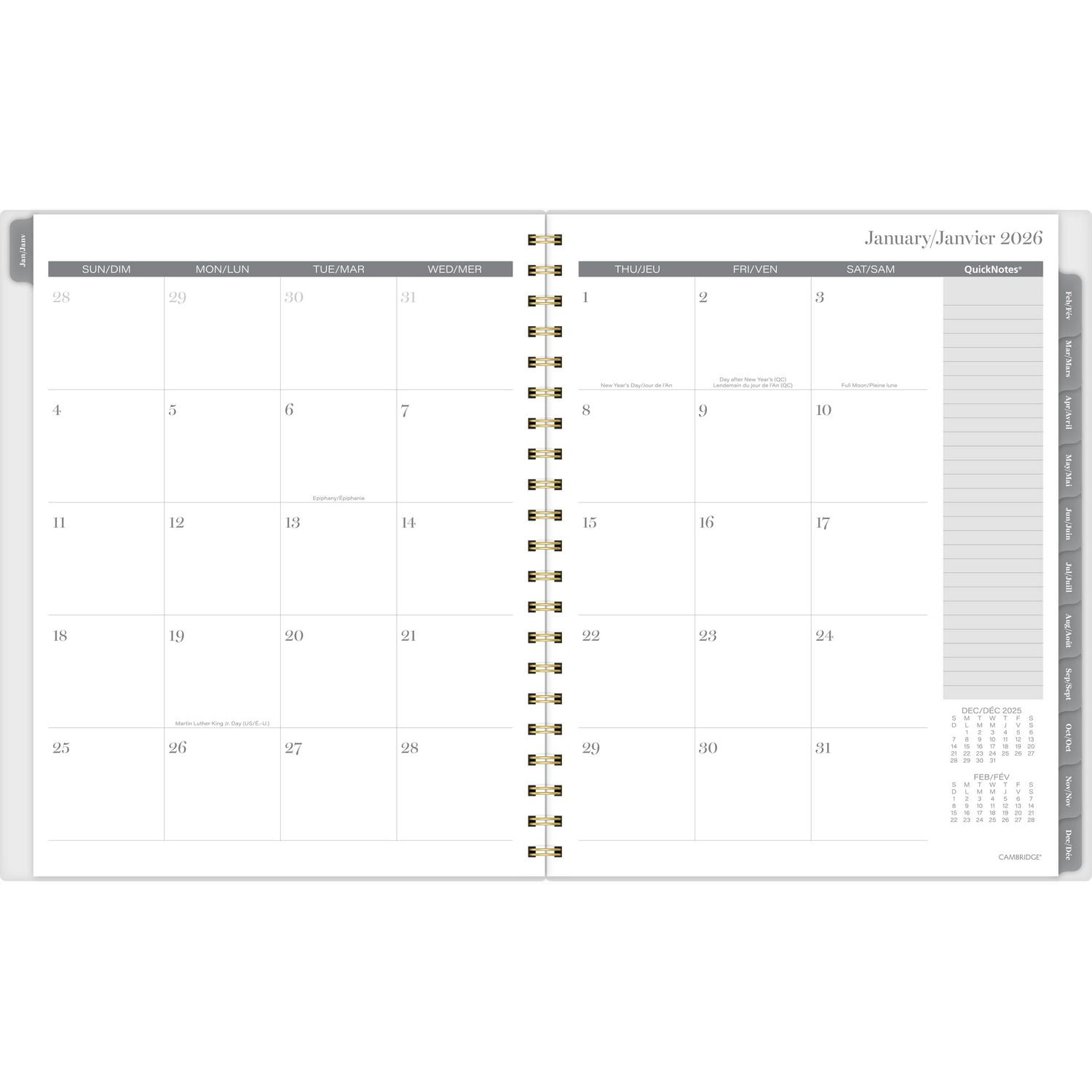 Agenda hebdomadaire Cambridge® Chinoiserie vert grand format 2026