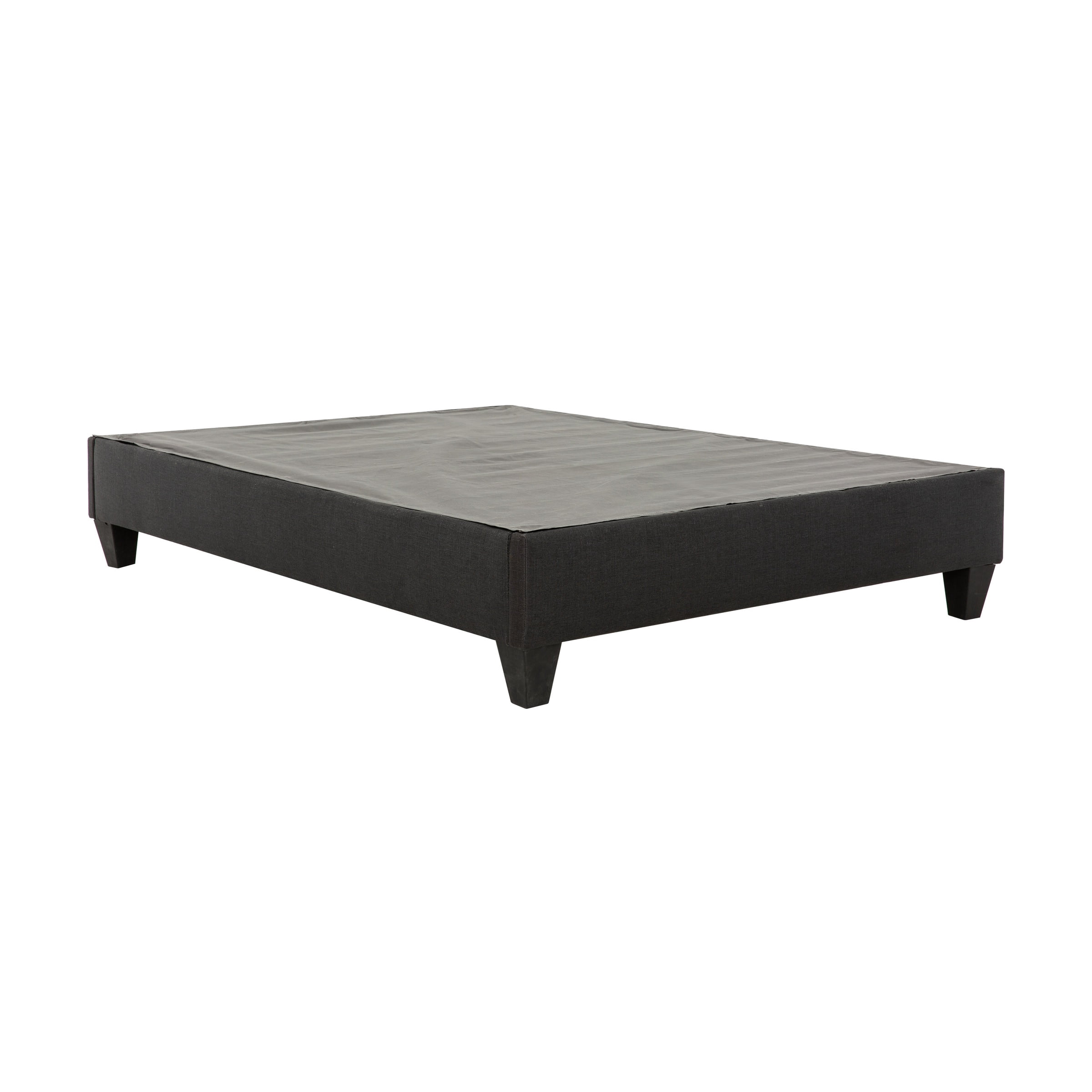 PRIMO Carter Upholstered Platform Bed Frame – Twin Size, Dark Grey Linen Look Fabric, No Box Spring Required, Durable Wood Slats – Bedroom Foundation