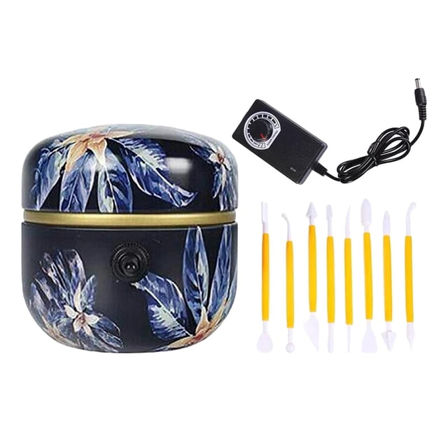 KLKCMS Mini Pottery Machine Electric Pottery Wheel with 8pcs Clay Tools Gift for Adult Dark blue