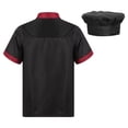 thumbnail image 2 of TiaoBug Unisex Short Sleeve /Long Sleeve Chef Coat Jacket with Hat Lightweight Button Restaurant Kitchen Chef Top Uniform Black 3XL, 2 of 7