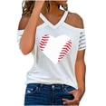 thumbnail image 1 of Birdeem Mode Femme Décontracté Col en V Blouse Imprimée Manches Courtes Épaules Dénudées T-Shirt Hauts d'Été, 1 of 8