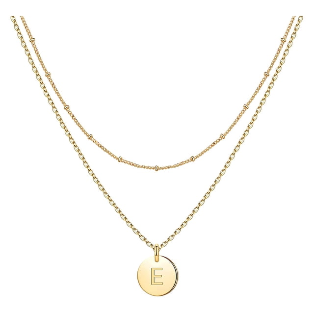 SIfdSeng Women's Fashion Heart Letter Necklace 26 Letters Circular Double Layer Neck Chain